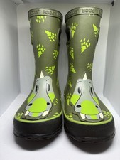 BOGS Kids Dinosaur pull up Rain Boots Green Waterproof Size US 4 Toddler EU 21 Unisex Children's Boots price