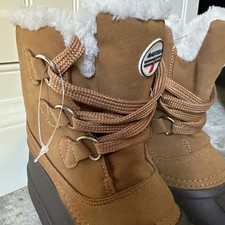 Nautica Kids Winter Snow Boots Brown Faux Fur Duck Boots Youth Size 3 Unisex Children's Boots price