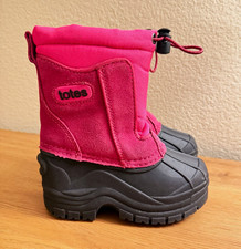 Totes Unisex Kids Snow Boots Pink/Black Mid-Calf Drawstring Rubber Sole 8 Unisex Children's Boots price