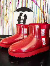 UGG Classic Clear Mini Kids Ankle Rain Boots Waterproof Red US 7 MPN 1113190 Unisex Children's Boots price