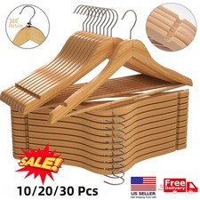 Wooden Hangers Pack of 10 20 & 30 Suit Hangers Premium Natural Finish Home Us Baby Clothes Hanger price