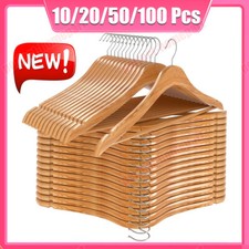 Wooden Hangers Pack of 10 20 & 50 & 100 Suit Hangers Premium Natural Finish Home Baby Clothes Hanger price