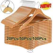 Wooden Hangers Pack of 20 & 50 & 100 Suit Hangers Premium Natural Finish Home US Baby Clothes Hanger price