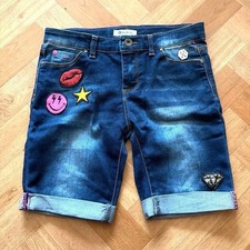 Tractr Girls Denim Shorts Size 12 Blue Stretch Embroidered Patch Rolled Cuff Girls' Shorts price