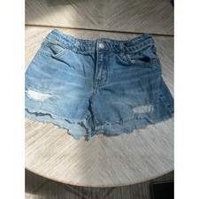Cat & Jack Blue Denim Stretch Adjustable Waist Cutoff Shorts Girls Large Girls' Shorts price