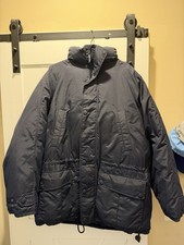 EDDIE BAUER Men’s Heavy Duty Goose Down Work Snow Hooded Parka Jacket Size Large Outdoor Coat price