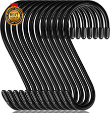 12 Pack 6 Inch Large S Hooks, Heavy Duty Vinyl Coated Non-Slip Metal Black Hooks Outdoor Coat price