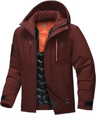 Bantrek -Men's Winter Ski Jacket Waterproof Warm Snow Coat Snowbd - Maroon Outdoor Coat price