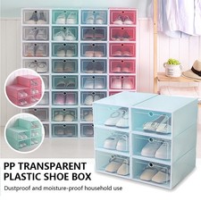 12 pcs Foldable Plastic Transparent Shoe Box Storage Clear Organizer Stackable Shoe Storage Box price
