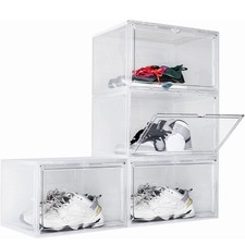 10x Magnetic Shoe Storage Boxes Clear Drop Side AJ Sneaker Organizer Case Solid Shoe Storage Box price