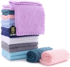 16 Pack Baby Washcloths - Luxury Multicolor Coral Fleece - Extra Absorbent and S Baby Bathrobe price