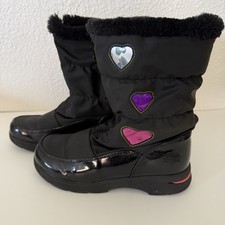 Totes Kids Girls Black Winter Boots with Hearts Heartful, Faux Fur Lined, Size 4 Girls' Boots price