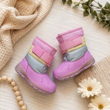 Carters Toddler Girls Lowen Light Up Snow Boots Pink Pastel Colorblock Size 8M Girls' Boots price