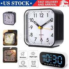 LED Desk Alarm Clock Nightlight Snooze Quiet Battery Powered Bedroom Non Ticking Desk Clock price
