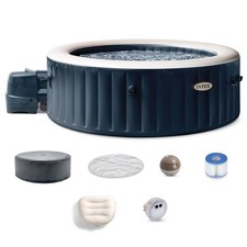 Intex PureSpa Plus 6 Person Inflatable Round Hot Tub Set with 170 AirJets, Blue Jacuzzis price