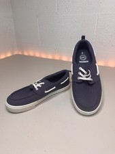 Wonder Nation boy’s Canvas Boat Shoes Memory Foam Navy/White Lace-Up US 4 Boys' Casual Shoes price