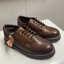 NEW Ground Zero Boys Brown Leather Tie Shoes Size 4 1/2 School Rugged Casual Boys' Casual Shoes price