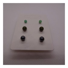 3 Pair Natural Gemstone Stud Earrings Set Multi-Color Green Hematite 4-5mm Colored Stone Earrings price