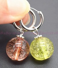 Natural 8/10/12/14mm Multicolor Gemstone Round Beads Silver Leverback Earrings Colored Stone Earrings price
