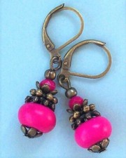 Colorful HOWLITE ROUNDELS Lever back handcrafted CHOOSE X3 Colored Stone Earrings price