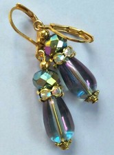 COLORIZED RAINBOW AB CRYSTAL earring GP LEVERBACK handcrafted #300-5 Colored Stone Earrings price