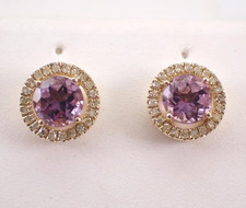 2Ct Round Lab Created Amethyst Halo Stud Earrings 14K Yellow Gold Plated Silver Colored Stone Earrings price