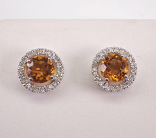 1.60Ct Round Cut Lab-Created Citrine Women's Stud Earrings 14K White Gold Plated Colored Stone Earrings price
