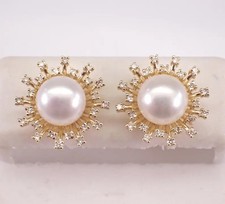 2.40Ct Round Cut Natural Pearl Starburst Stud Earrings 14K Yellow Gold Plated Colored Stone Earrings price