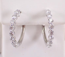 1.60Ct Round Cut Real Moissanite Huggie Hoop Earrings 14k White Gold Plated Colored Stone Earrings price