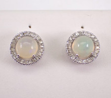 3Ct Round Cut Natural Fire Opal Women's Halo Stud Earrings 14K White Gold Plated Colored Stone Earrings price