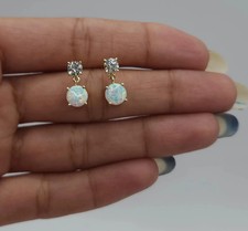 Beautiful 18K Yellow Gold PlatedOpal & Diamond Teardrop Design StudEarrings 2PCS Colored Stone Earrings price