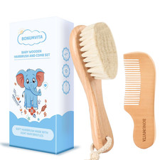 Baby Hair Brush and Comb Set, Wooden Baby Hair Brush with Soft Goat Bristle and Baby Hair Brush-Comb price