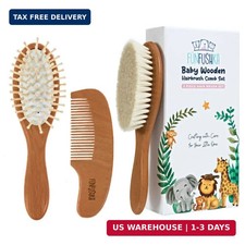 Baby Wooden Hair Brush and Comb Set for Newborn Toddler - Natural HairBrush with Baby Hair Brush-Comb price