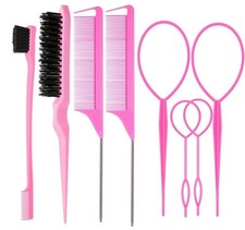 8Pc Hair Brush Set Topsy Tail Tools Rat Tail Combs Edge Brush Teasing Baby Hair Brush-Comb price
