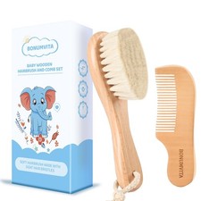 Baby Hair Brush & Comb Set, Wooden Baby Hair brush with Soft Goat Bristle Baby Hair Brush-Comb price
