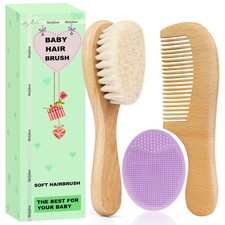 Molylove Baby Hair Brush 3pcs(purple Cradle Cap Brush+hair Brush+wood Comb) Baby Hair Brush-Comb price
