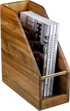 Brown Wood Magazine File Holder Bin, Office Desk Document Folder Organizer Rack Document Rack price