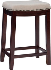 Harper Beige & Dark Walnut 24" Counter Stool, Beige/Dark Walnut (98325WAL-01-KD) Standard Stool price
