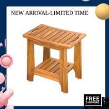NEW 18 Inch Standard Teak Shower Bench Shelf Handle Non Slip Bath Stool 300LBS Standard Stool price