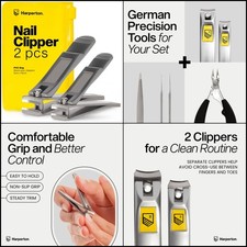 Harperton Nail Clippers Set, 2 Pack Stainless Steel Ingrown Tool. Baby Nail Clippers price