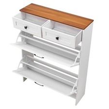 Uimoso Shoe Cabinet with 2 Flip Drawers Farmhouse Style Shoe Storage Organizer Shoe Cabinet price
