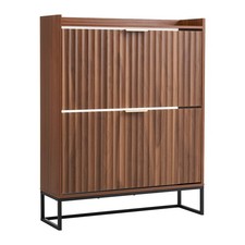 VEVOR Shoe Cabinet with 2 Flip Drawers Mid-Century Fluted Shoes Storage Cabinet Shoe Cabinet price