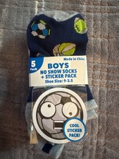 brand new boys 5 pack socks with sticker pack fits 9-3.5 Boys' Socks price