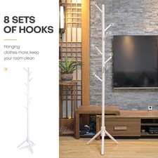69" Free Standing Hall Coat Tree 8 Hooks Rack Solid Wood Coat Hanger Organizer Hall Tree price