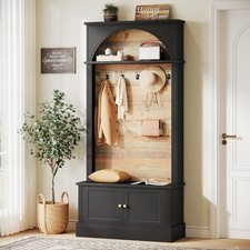 70.86" Hall Tree with Storage Bench,Farmhouse Entryway Coat Rack with 5 Hooks Hall Tree price