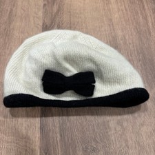 Portolano Baby Girl Cream Black 100% Cashmere Hat Beanie Cap Size 6-9M Months Baby Hat price