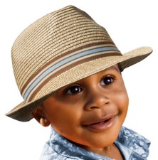 Two Tone Straw Fedora Hat for Kids 5-10 Years - Khaki Baby Hat price