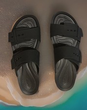 Crocs Women’s Brooklyn Buckle Low Wedge Cork Heel Two-Strap Slide Sandal Unisex Sandals price