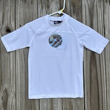 White Rashguard Surf T-Shirt Boys Size 10 Beachwear Summer Swim Vacation Boys' Beachwear price