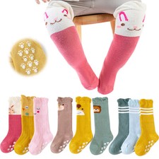 US 3 Pairs Baby Unisex Anti Slip Non Skid Newborn Knee High Long Stockings Socks Baby Socks price